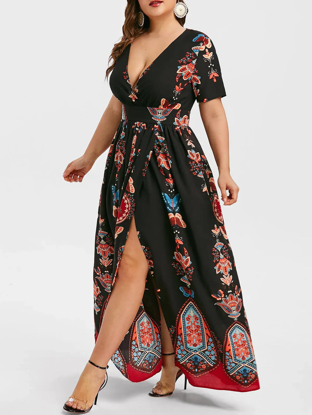 Plus Size V-Neck Dress, Elegant and Stylish Design