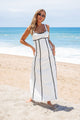 White and Black Trim Detail Maxi Dress