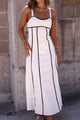 White and Black Trim Detail Maxi Dress