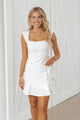 White Sleeveless Pleated Mini Dress
