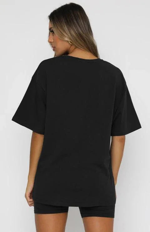Willa Solid Color Short Sleeve Round Neck Urban Casual Set - Vestir en Moda