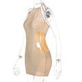 Winter Sleeveless Halter Side Waist Cutout Solid Color Backless Dress - Vestir en Moda