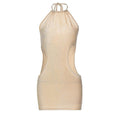 Winter Sleeveless Halter Side Waist Cutout Solid Color Backless Dress - Vestir en Moda