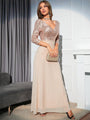 Xelenne Sexy Retro Chiffon Long Sleeve Sequin Evening Dress - Vestir en Moda