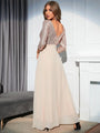 Xelenne Sexy Retro Chiffon Long Sleeve Sequin Evening Dress - Vestir en Moda