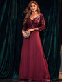 Xelenne Sexy Retro Chiffon Long Sleeve Sequin Evening Dress - Vestir en Moda