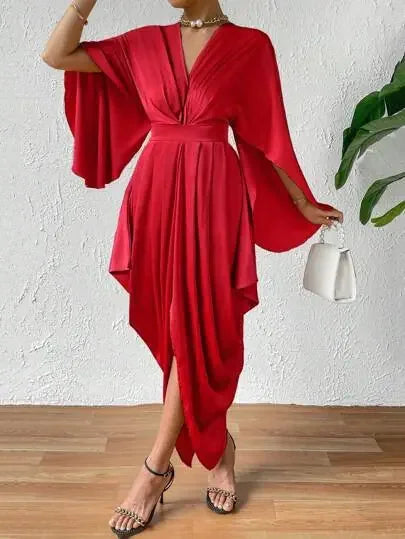 Pleated Wave High-Quality Wide Waist Dress