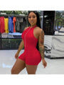 Yaiza Half Zipper Solid Sleeveless Skinny Short Rompers - Vestir en Moda