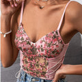 Yina Exquisite Embroidered Floral Lace-up Vest Tank Tops - Vestir en Moda