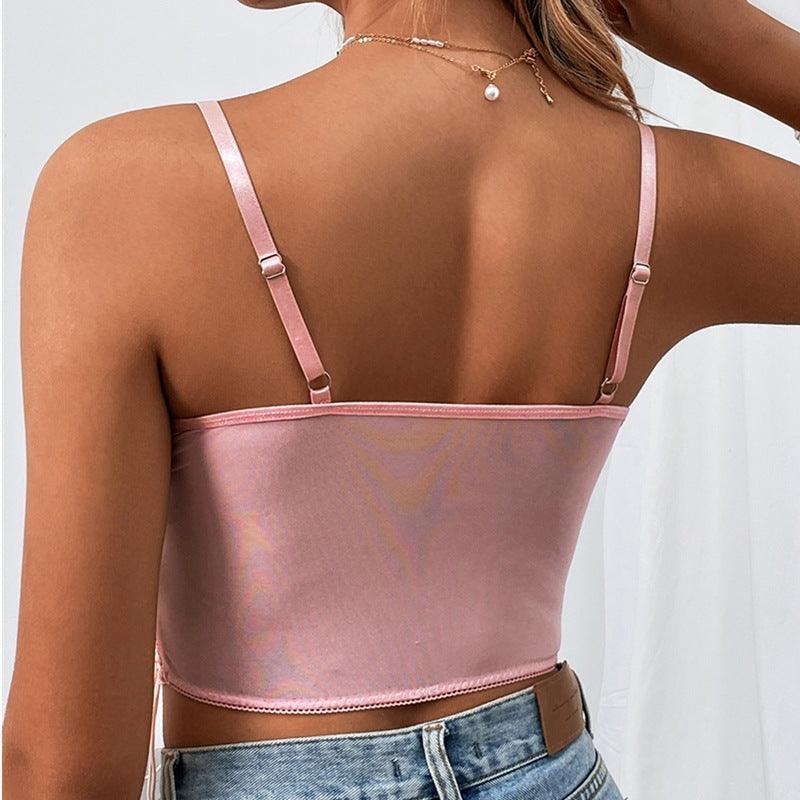 Yina Exquisite Embroidered Floral Lace-up Vest Tank Tops - Vestir en Moda