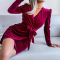 Yulie Real Shot Bubble Sleeve Sexy Velvet Hip Party Dress - Vestir en Moda