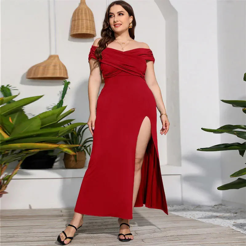 Elegant Plus Size High Waist Split Elegant Dress