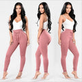 Zahra Stretch Pencil High Waist Sweatpants Lace Up Long Trousers - Vestir en Moda