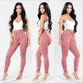 Zahra Stretch Pencil High Waist Sweatpants Lace Up Long Trousers - Vestir en Moda