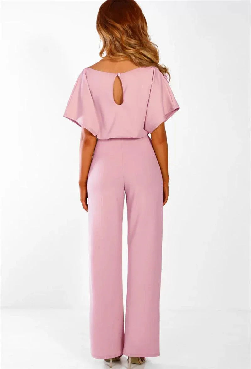 Zoilis Summer Button Lace-up Short Sleeved Jumpsuit - Vestir en Moda