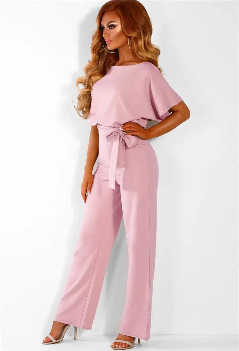 Zoilis Summer Button Lace-up Short Sleeved Jumpsuit - Vestir en Moda