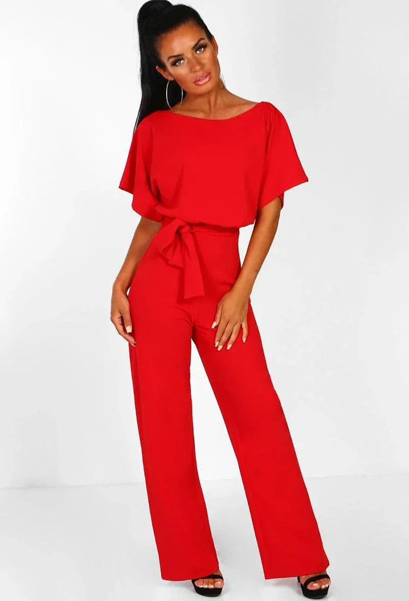 Zoilis Summer Button Lace-up Short Sleeved Jumpsuit - Vestir en Moda