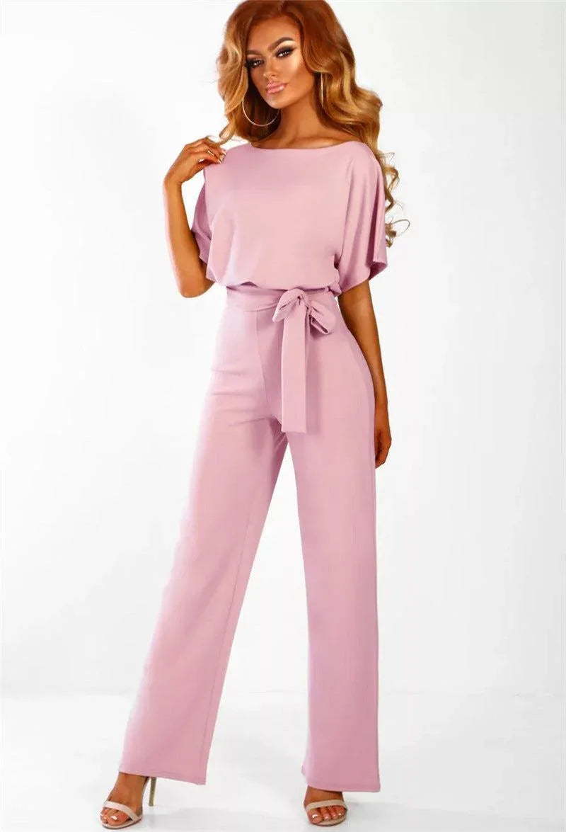 Zoilis Summer Button Lace-up Short Sleeved Jumpsuit - Vestir en Moda