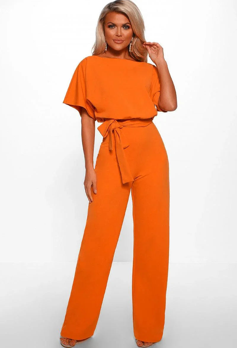 Zoilis Summer Button Lace-up Short Sleeved Jumpsuit - Vestir en Moda