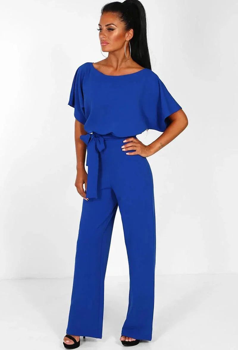 Zoilis Summer Button Lace-up Short Sleeved Jumpsuit - Vestir en Moda