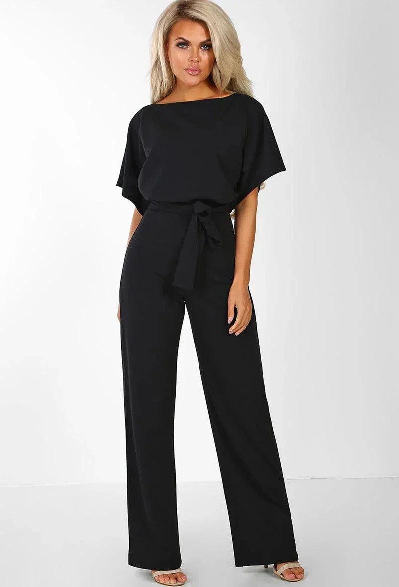 Zoilis Summer Button Lace-up Short Sleeved Jumpsuit - Vestir en Moda