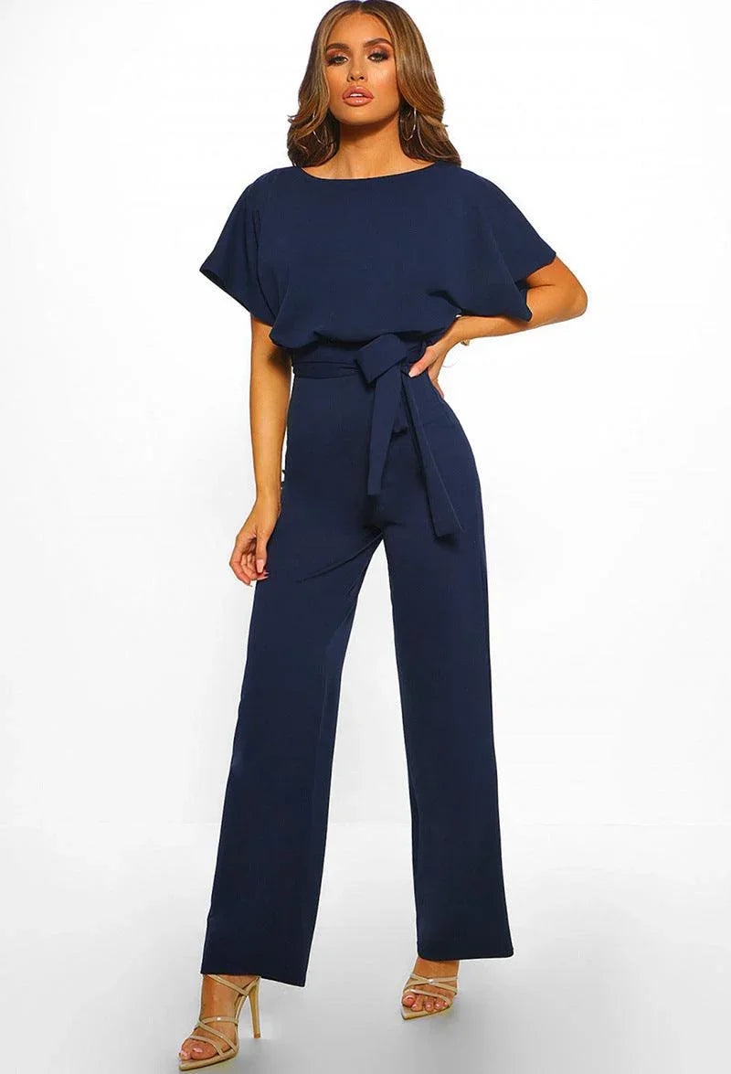 Zoilis Summer Button Lace-up Short Sleeved Jumpsuit - Vestir en Moda