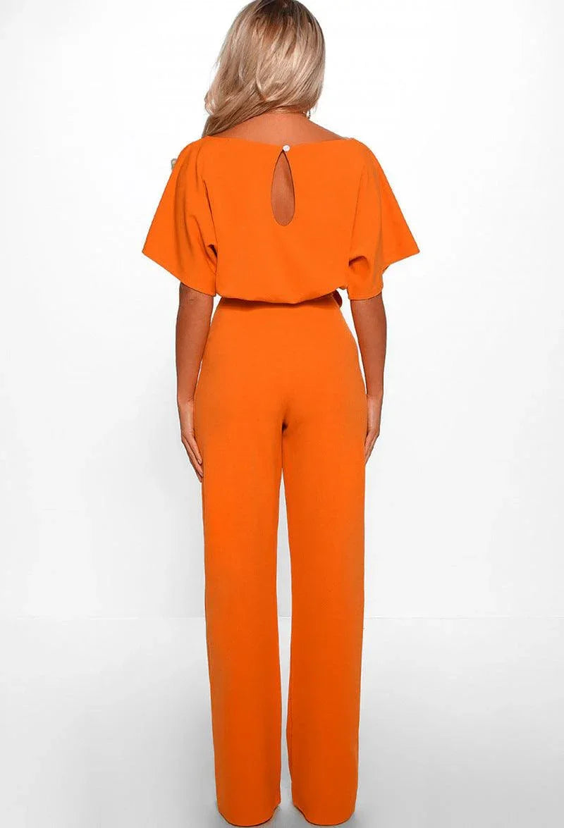 Zoilis Summer Button Lace-up Short Sleeved Jumpsuit - Vestir en Moda