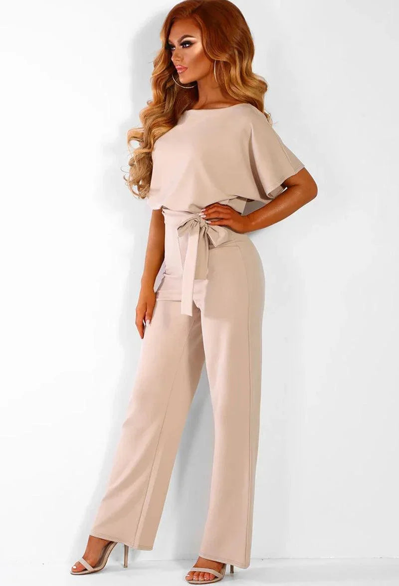 Zoilis Summer Button Lace-up Short Sleeved Jumpsuit - Vestir en Moda