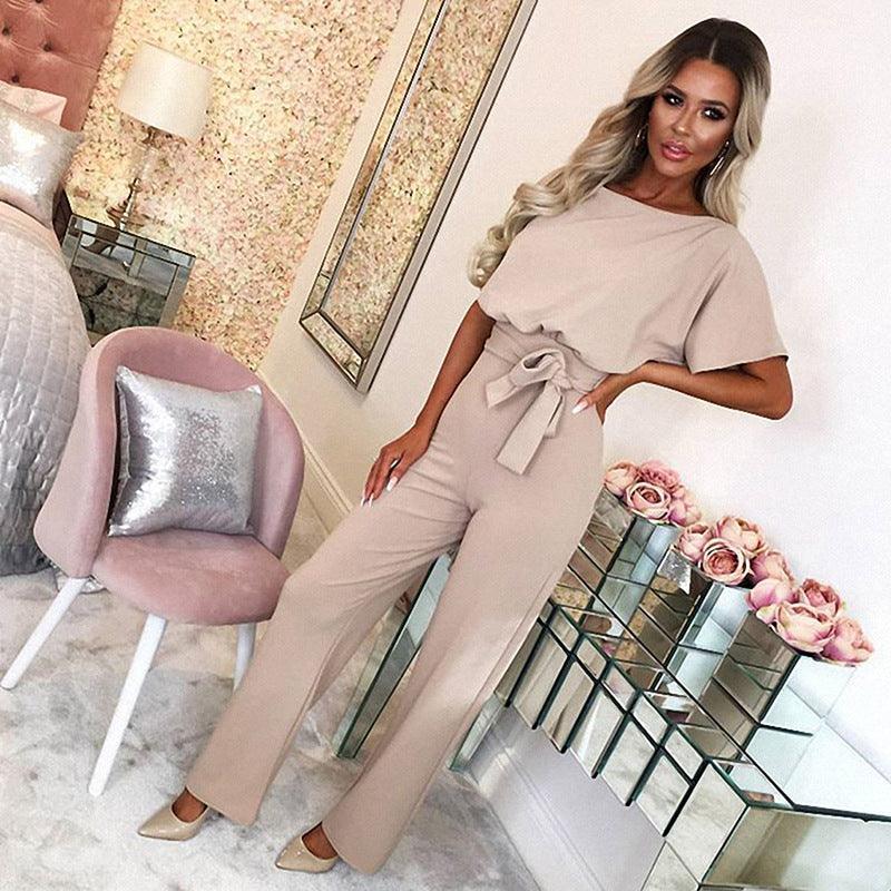 Zoilis Summer Button Lace-up Short Sleeved Jumpsuit - Vestir en Moda