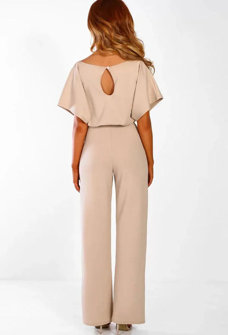 Zoilis Summer Button Lace-up Short Sleeved Jumpsuit - Vestir en Moda