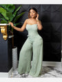 Zorione Striped Spaghetti Strap Wide Leg Jumpsuit - Vestir en Moda