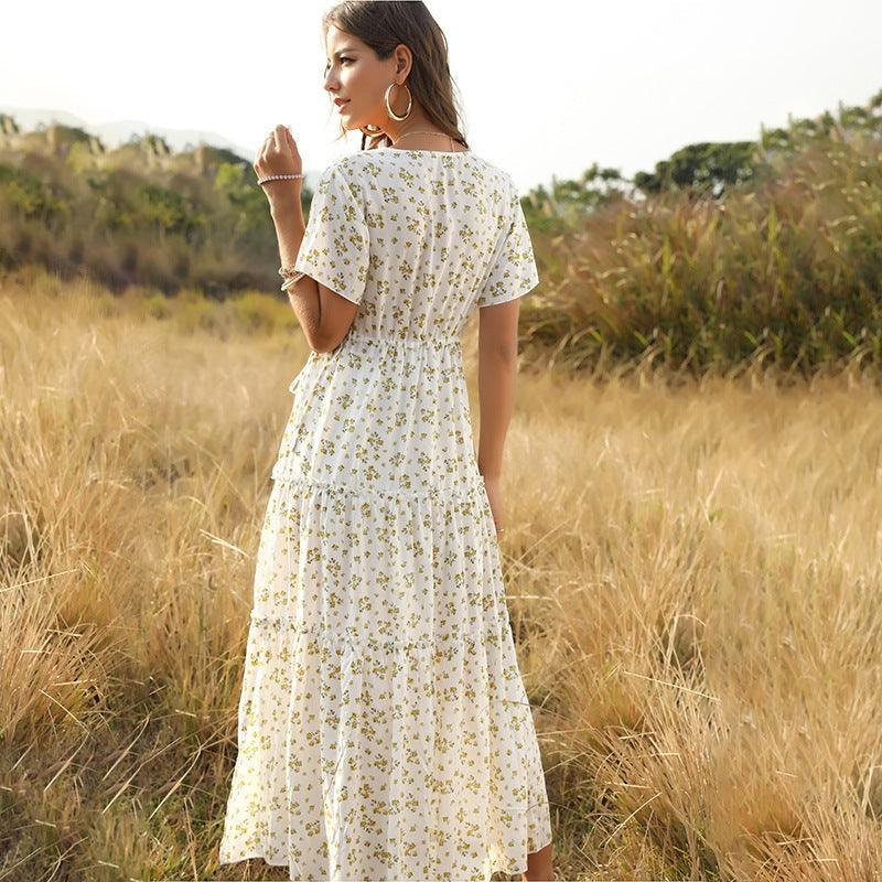 Zuri Ruffled Floral V-neck Maxi Dresses - Vestir en Moda