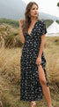 Zuri Ruffled Floral V-neck Maxi Dresses - Vestir en Moda