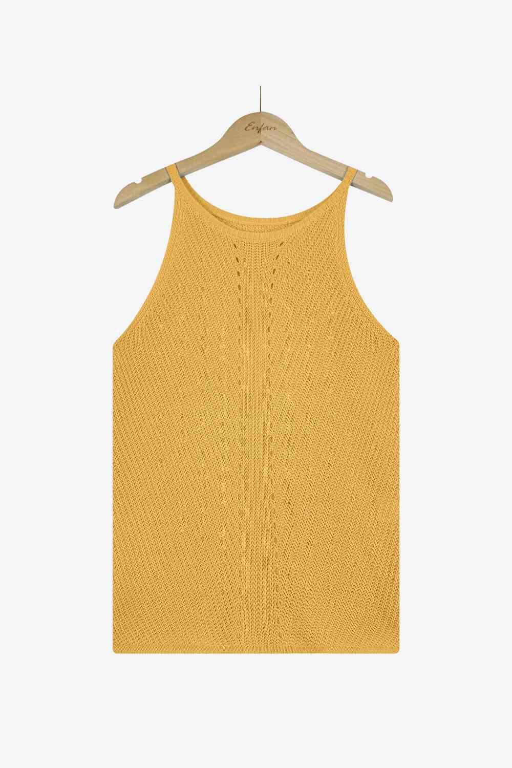 Eliana Openwork Grecian Neck Knit Tank Top