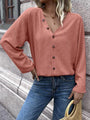 Esther Button Up V-Neck Long Sleeve Shirt