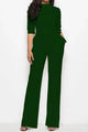 Sesarina Mock Neck Tie-Waist Half Sleeve Jumpsuits