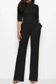 Sesarina Mock Neck Tie-Waist Half Sleeve Jumpsuits