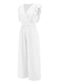 Victalie Ruffled Surplice Cap Sleeve Jumpsuits
