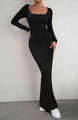 Taytum Long Sleeve Square Neck Maxi Bodycon Dress - Vestir en Moda