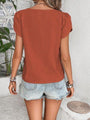 Sonia Decorative Button Asymmetrical Neck Blouse