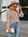 Sury Printed Round Neck Flounce Sleeve Blouse