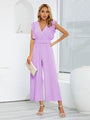 Victalie Ruffled Surplice Cap Sleeve Jumpsuits