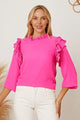 April Frill Ruffled Three-Quarter Sleeve Blouse