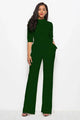 Sesarina Mock Neck Tie-Waist Half Sleeve Jumpsuits