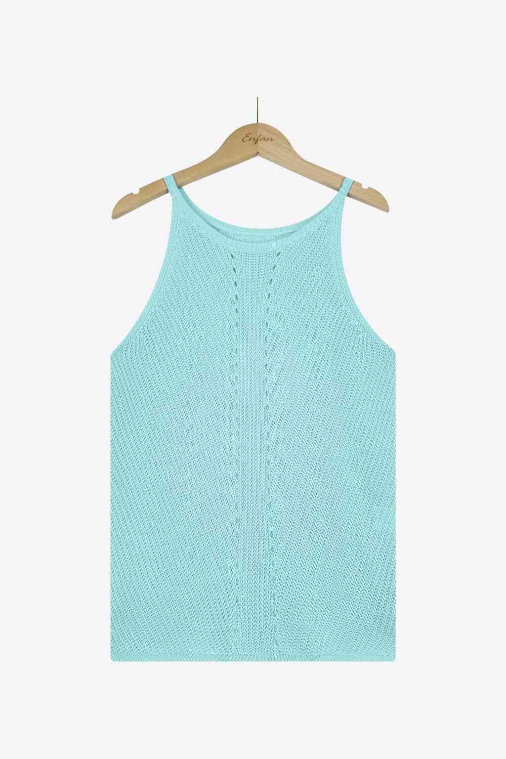 Eliana Openwork Grecian Neck Knit Tank Top