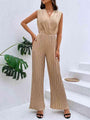 Belen Pleated Sleeveless Straight Leg Jumpsuit - Vestir en Moda