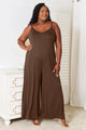 Sofia Double Take Full Size Soft Spaghetti Strap Tied Wide Leg Jumpsuits