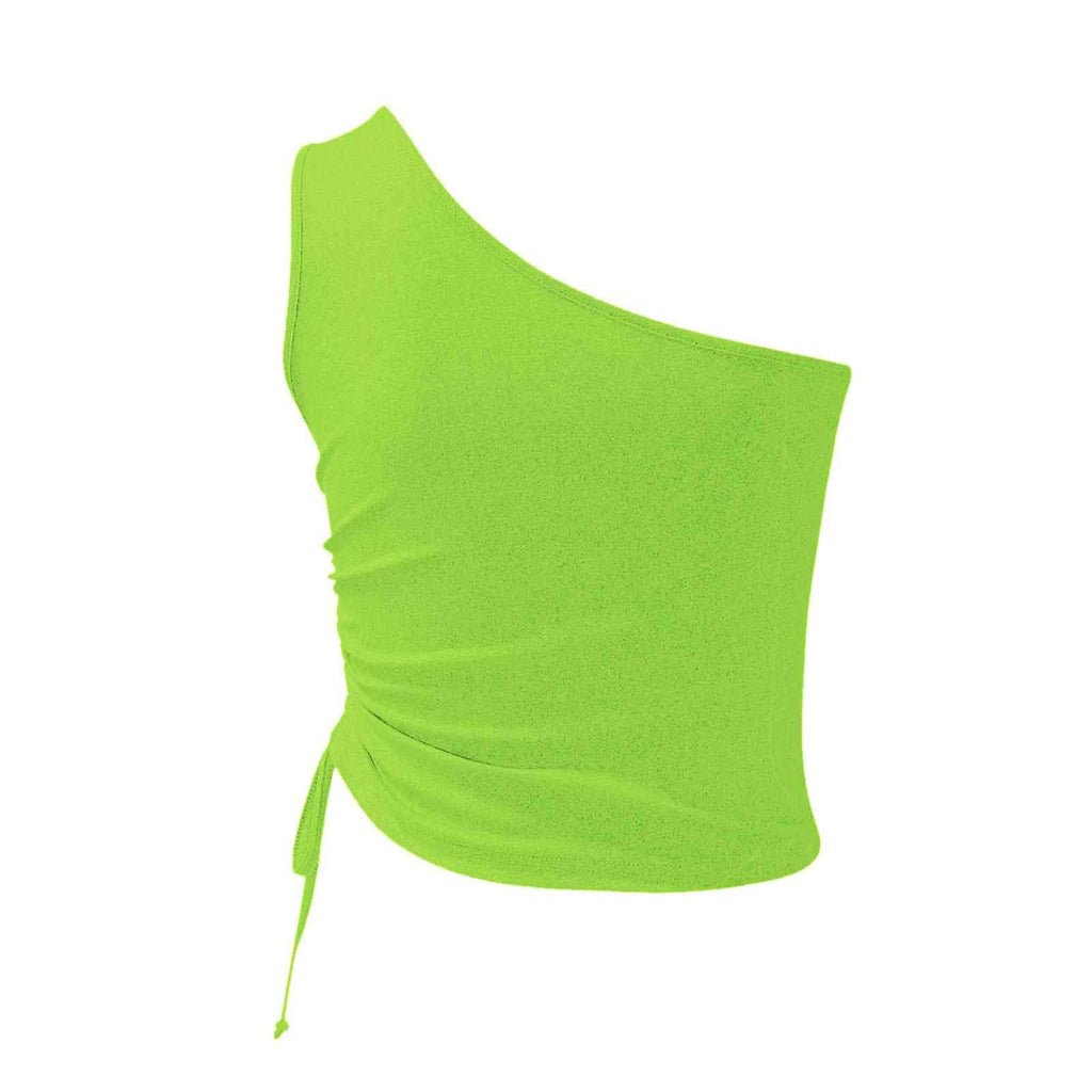 Flor One Shoulder Tie Detail Cami Tank Tops