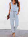 Vanessa Drawstring Waist Sleeveless Jumpsuits