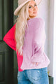 Ana Contrast Color V-Neck Long Sleeve Pullover Sweater